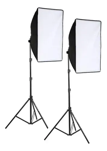 Kit 2 Softbox 50x70 c/ Iluminação de LED Bicolor + 2 Tripés 