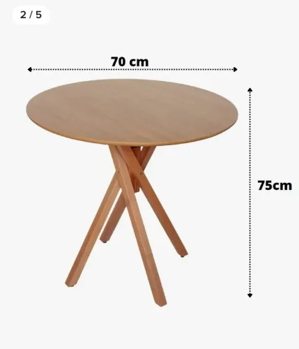 1 Mesa Redondas em Madeira - Design Moderno e Compacto (70cm)