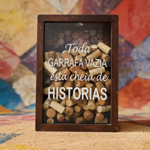 Quadro Porta-Rolhas Decorativo  Tema Vinho Frase Motivacional
