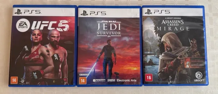 Jogos Ps5 - Ufc 5, Star Wars Jedi Survivor, Assassin's Creed Mirage