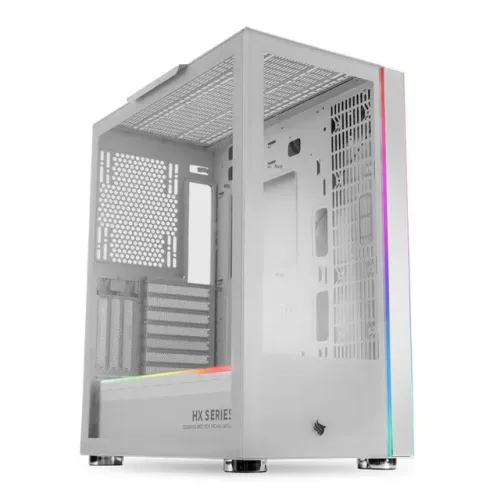 Gabinete Gamer Branco Com Coolers - Pichau HX600 - RGB - Full-Tower - Lateral de Vidro