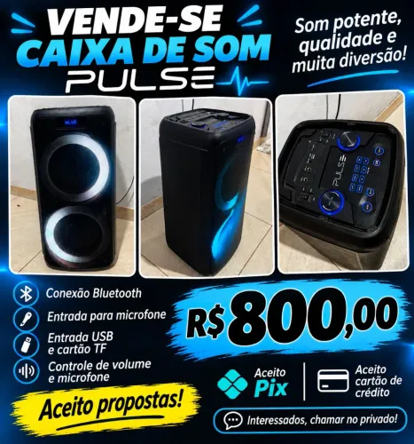 Caixa de som Pulse com Led e Bluetooth