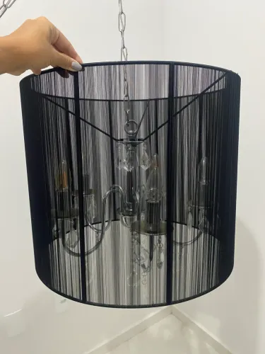 Lustre pendente preto com cristais 