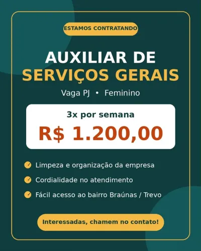 Auxiliar de Serviços Gerais (PJ) feminino