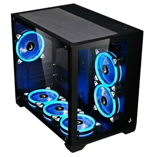 gabinete rise mode galaxy glass, cabe 9 fans fica igual da foto