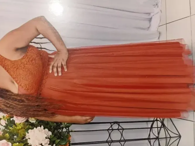 Vestido de Gala, plus size (54) terracota. Ideal para usar em formatura, madrinha...