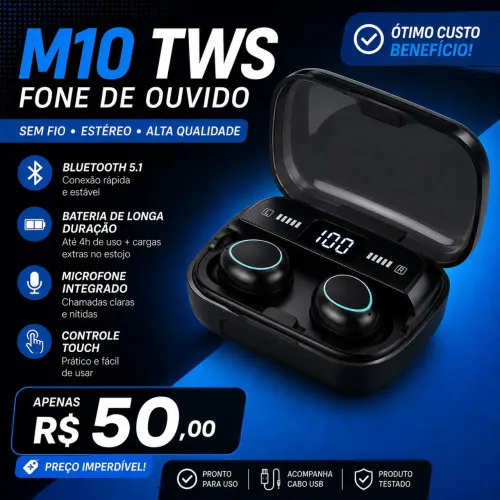 M10 TWS Fone de ouvido sem fio