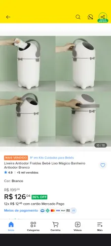 Lixeira anti odor. Ideal para fraldas