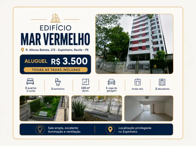 Apartamento para locação no EDF. MAR VERMELHO, ESPINHEIRO, Recife, PE