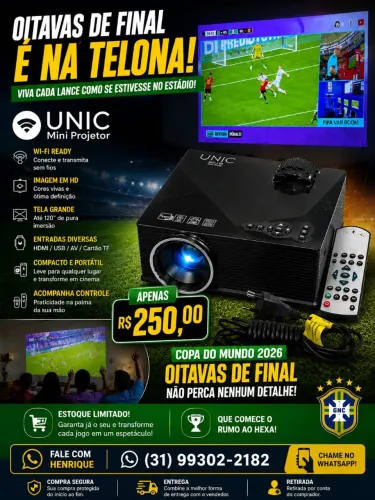 Mini Projetor LED UNIC UC46 Wi-Fi Ready - Pouquíssimo uso - Completo
