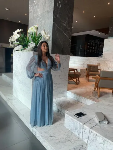 vestido azul para festa
