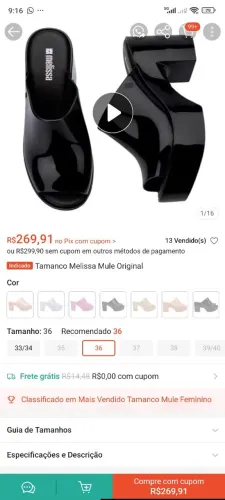 Sandália Melissa Mule NOVA