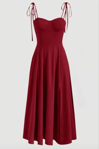 Vestido longo bordo com fenda | Shein | Tam. XS (PP)