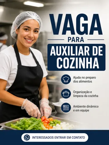 Vaga para auxiliar de cozinha Diarista/folguista
