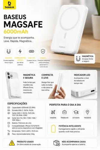 Bateria MagSafe Baseus 6000mAh