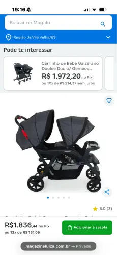 Carrinho de gêmeos galzerano