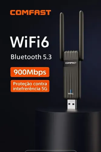 Adaptador wi-fi 6 e bluetooth