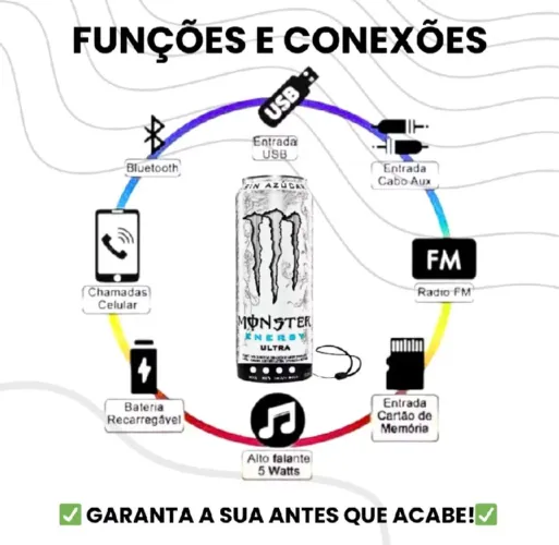 caixa som personalizada lata monster