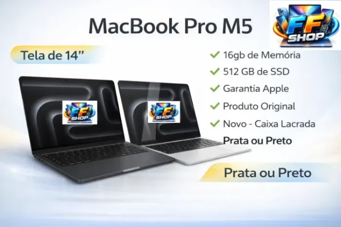 Macbook Pro M5. Mem. 16 GB. SSD 512 GB. Novo. Até 18 x