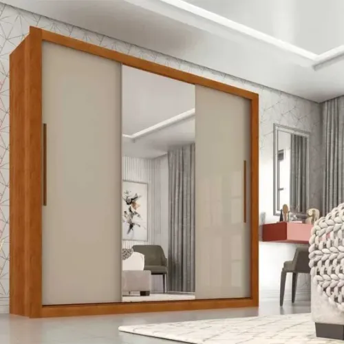 Guarda Roupa Casal com Espelho 3 Portas 4 Gavetas Panama Novo