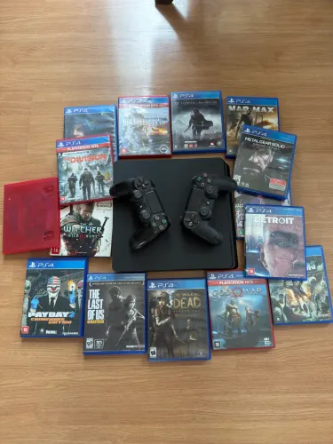 Ps4 slim 1tera 2 controles 15 jogos