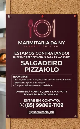 Vaga para pizzaiolo salgadeiro