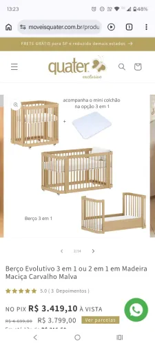 Berço evolutivo 3 em 1