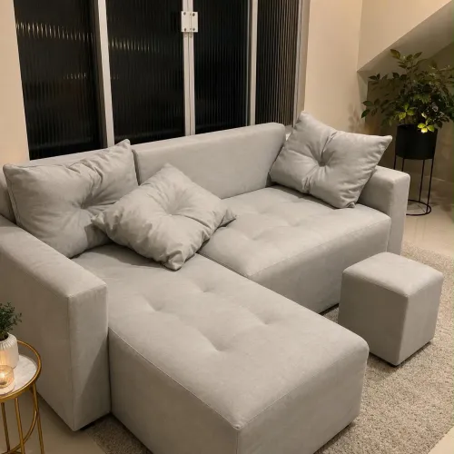 Sofá 3 Lugares na Promoção + Puff de brinde + entrega grátis