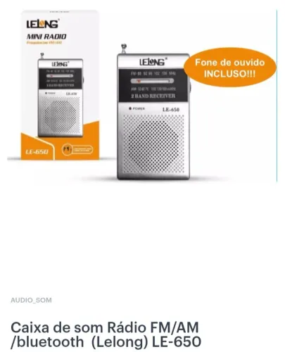 Rádio AM FM com fone de ouvido (pilhas )