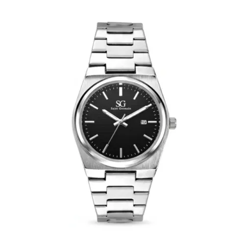 Relógio Masculino Quadrado Hudson Date Prata com Fundo Preto