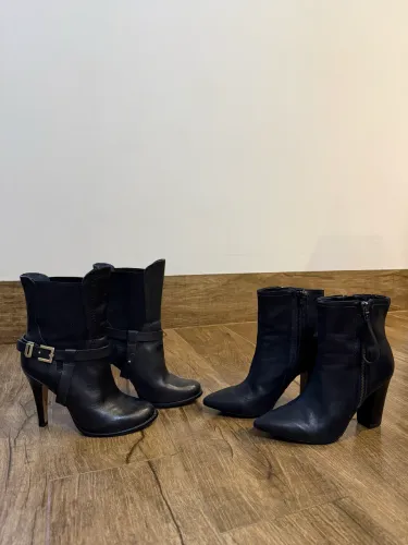 Kit 2 botas couro cano curto 34 e 35
