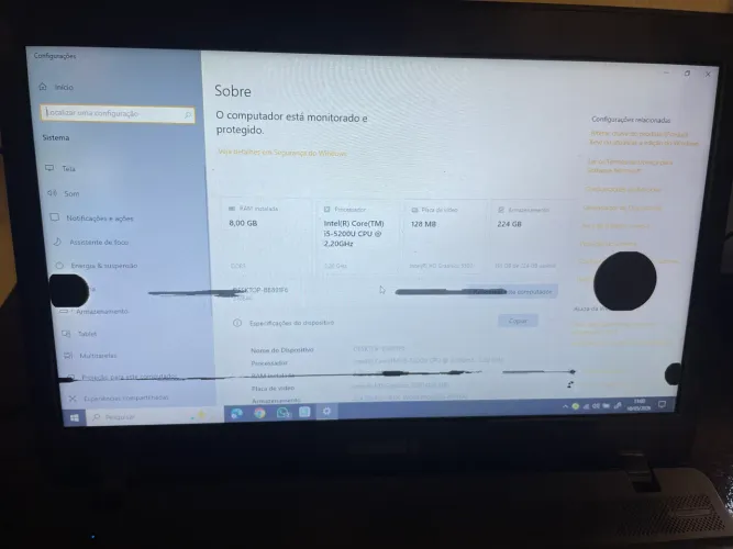notebook samsung i5 ativ com mancha na tela, acompanha carregador e capa