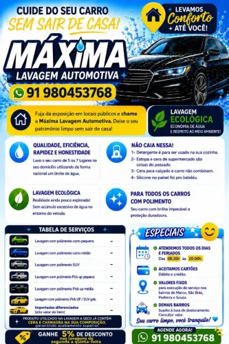 Lavagem automotiva domiciliar 