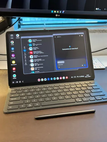 Samsung Tab S7 FE completo + Capa Teclado Original da Samsung+ S-Pen + Película + Case