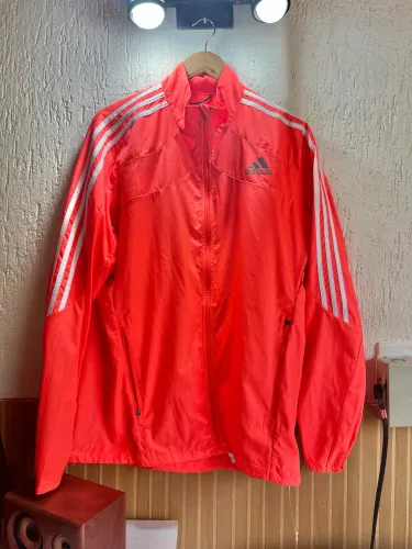 jaqueta corta vento adidas aeroready laranja tam g usada 2 vezes