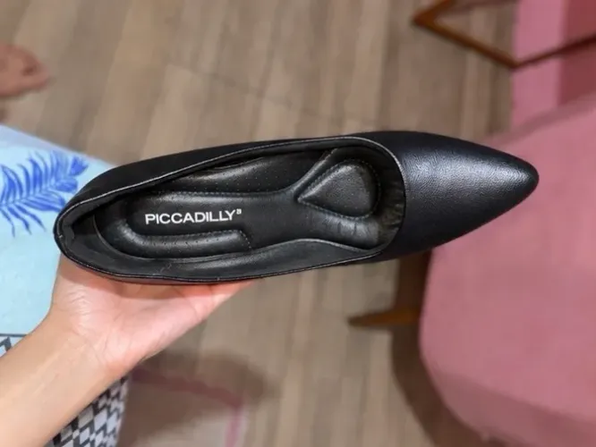 Piccadilly Scarpin Taci ? preto ? bico fino ? salto bloco ? tamanho 36.