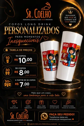 Copo longdrink para aniversário, festas e eventos