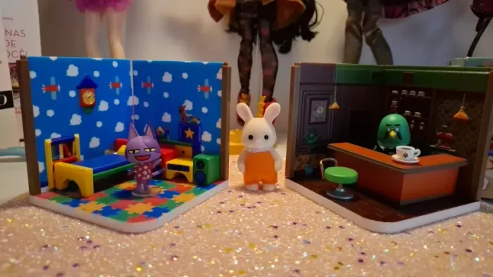 lote animal crossing figure cenário miniatura