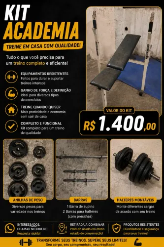 ? KIT DE ACADEMIA - MESA + ANILHAS + BARRAS.