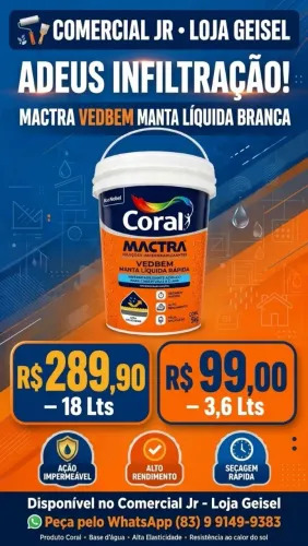 Manta líquida Coral. Linha impermeabilização Macta