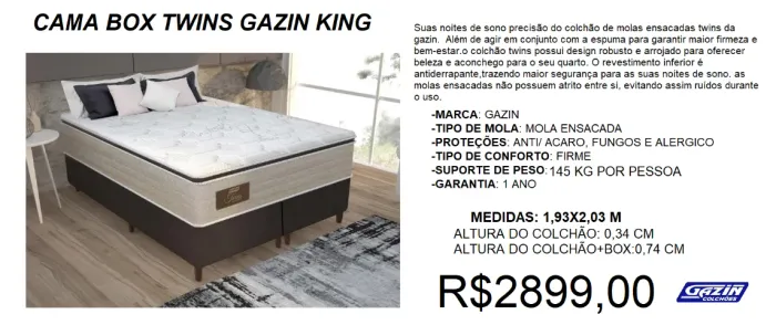 Colchão + box - king - molas - compre hoje e receba em até 72 horas