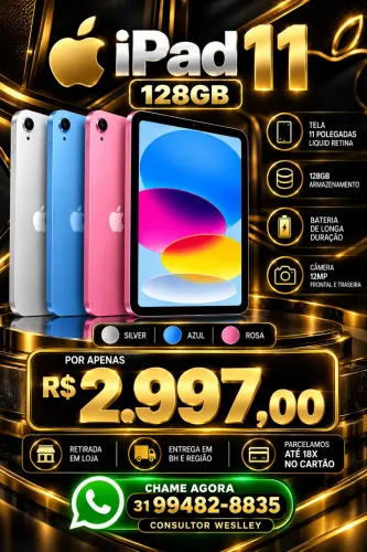 IPad 11 128GB Lacrado até 18x loja física BH