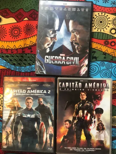 Lote DVDs Originais Trilogia Capitão América Marvel
