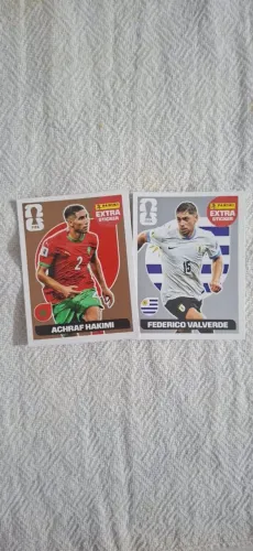 Figurinha extra sticker panini "FEDERICO VALVERDE" e "ACHRAF HAKIMI"