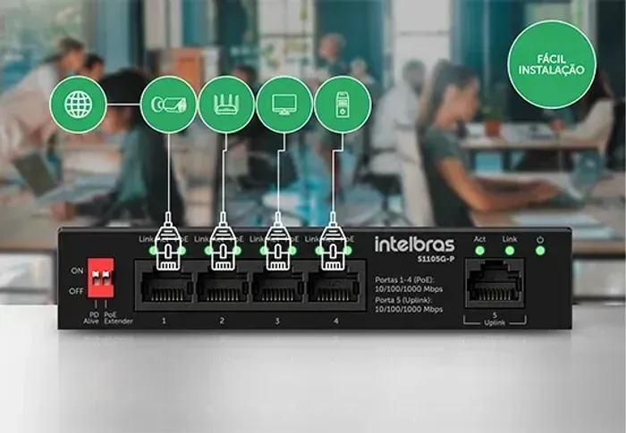 Switch Intelbras S1105G-P PoE Gigabit 5 Portas Novo