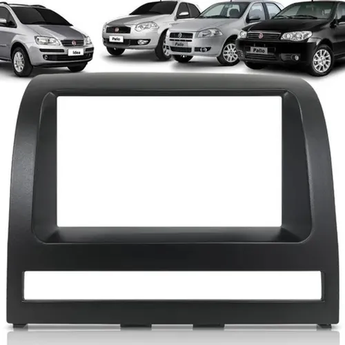 Moldura Painel 2 Din Multimidia Dvd Mp5 - Fiat Palio / Strada / Idea / Siena 2005/ - Preto
