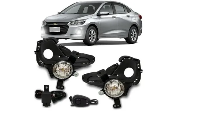 Kit Farol Milha Neblina Moldura Preta Onix Plus 2020 2021