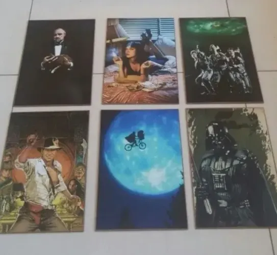 CONJUNTO PLACAS FILMES CLÁSSICOS CINEMA EM MDF
