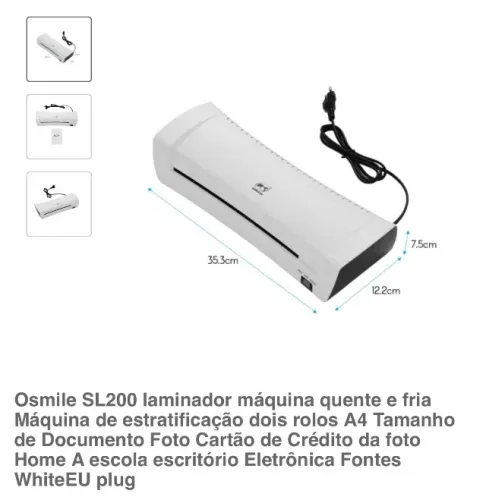 Laminador Osmile SL200 Quente E Frio Tamanho A4