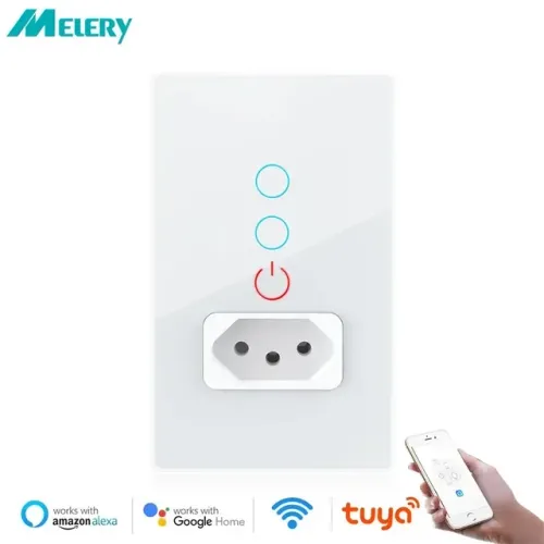 Interruptor 2 lâmpadas Wifi Tuya Inteligente, Compatível com Alexa 